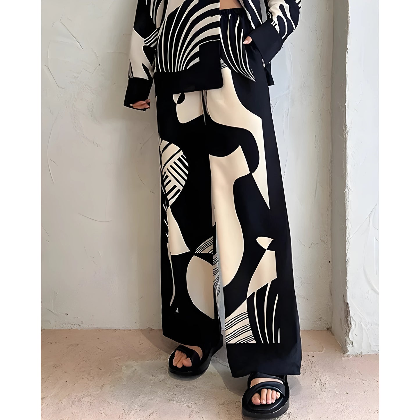 Damen Print Hose Zweiteiler Langarm