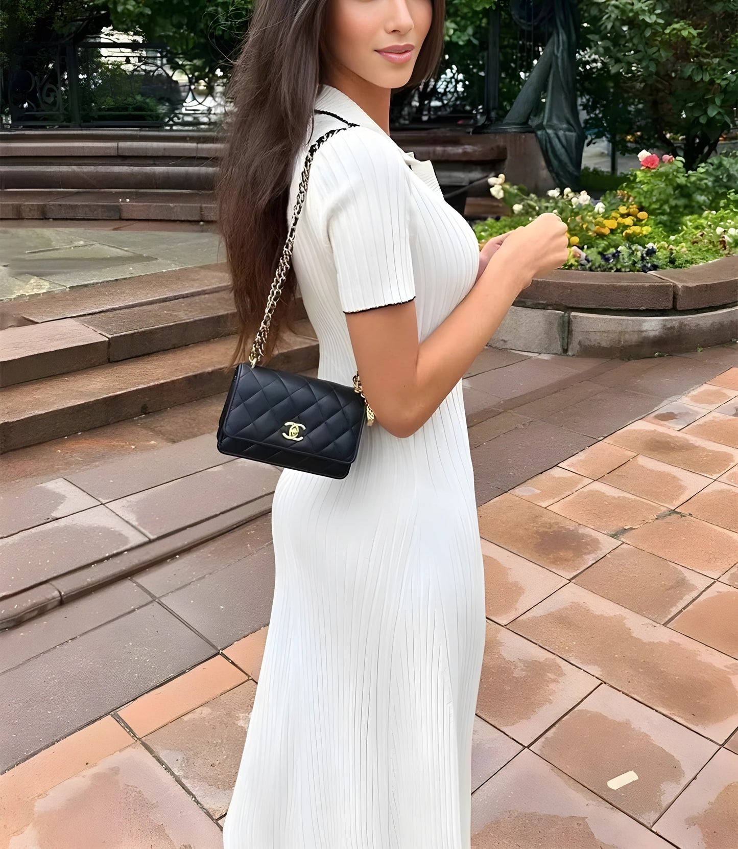 Kurzärmliges Maxikleid aus Strick für Damen