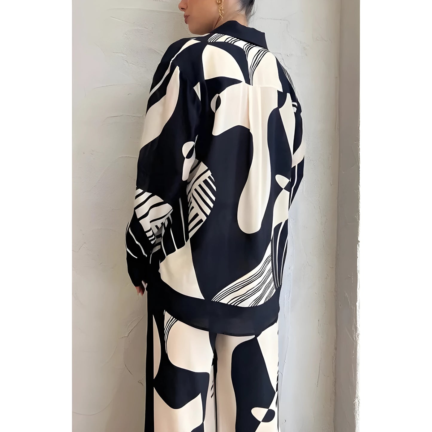 Damen Print Hose Zweiteiler Langarm