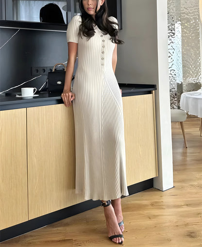 Kurzärmliges Maxikleid aus Strick für Damen