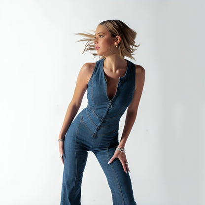 Elara | Sexy Herz-Denim Jumpsuit